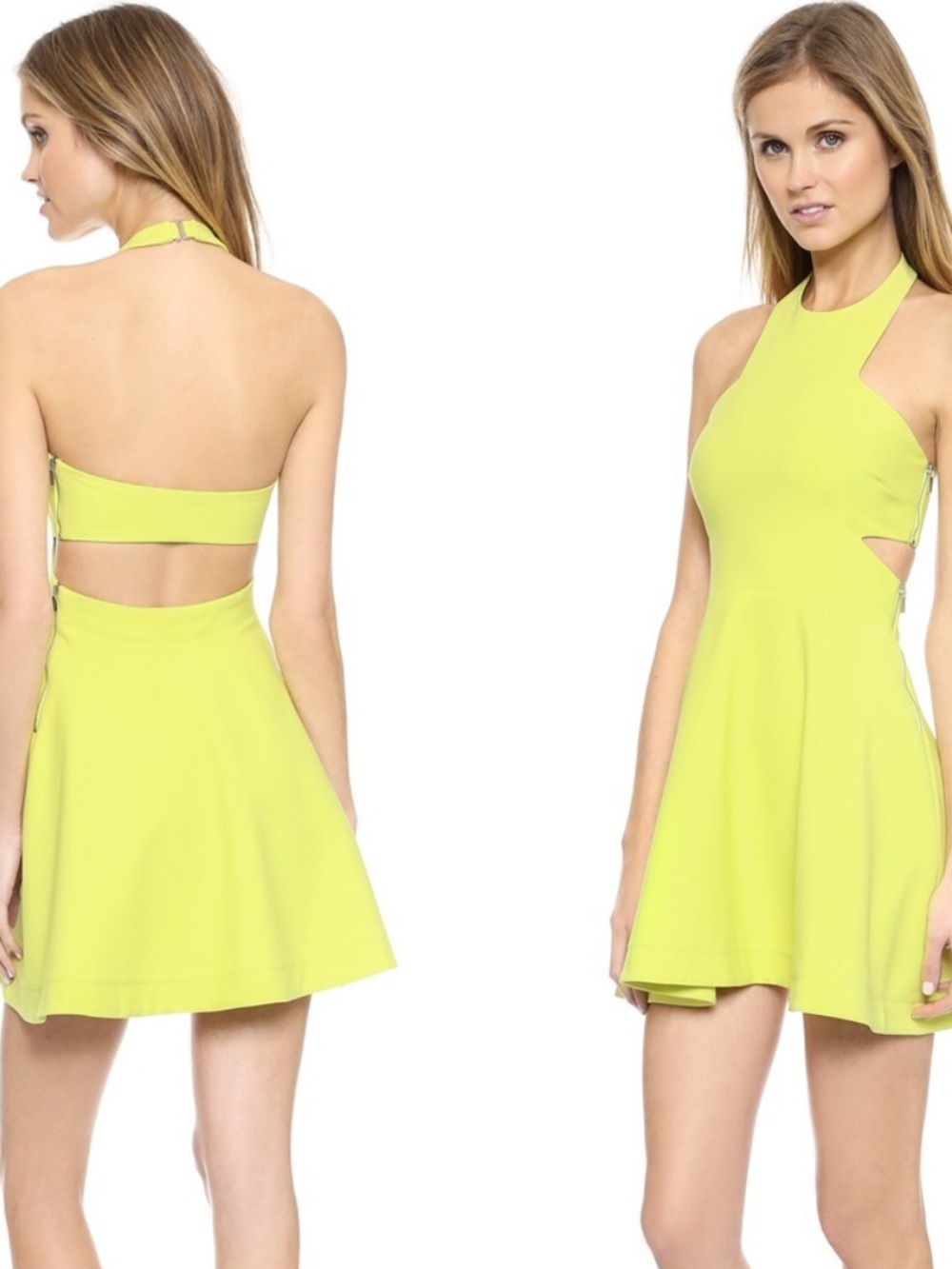 Elizabeth & James Lime Halter Fit-and-Flare Dress
